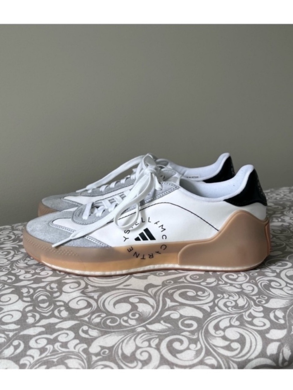 Stella McCartney for Adidas White and Black Court Sneakers